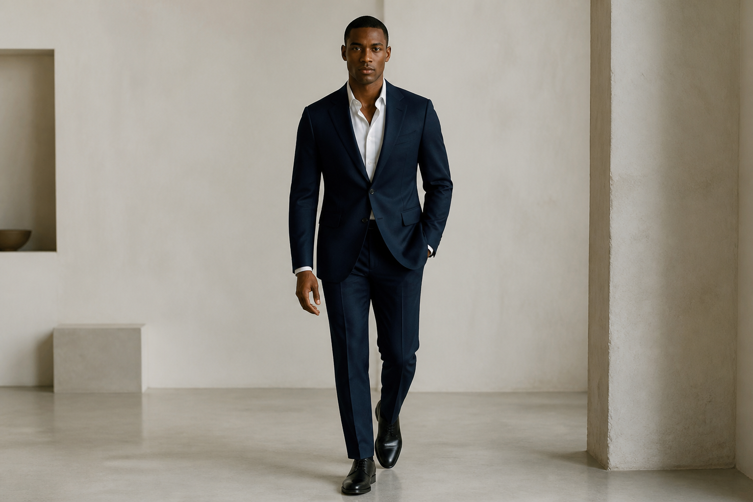 Navy wool two-piece